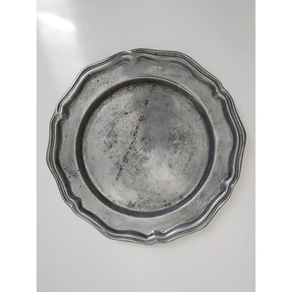 Vintage Crown Castle Ltd Pewter Plate 12 Pc Made in USA Dinner & Salad Plates